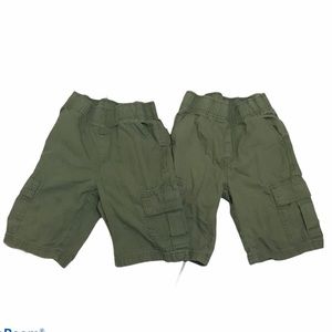 2 Children’s Place Cargo Shorts Military Army Green Outdoor Elastic Waist Casual
